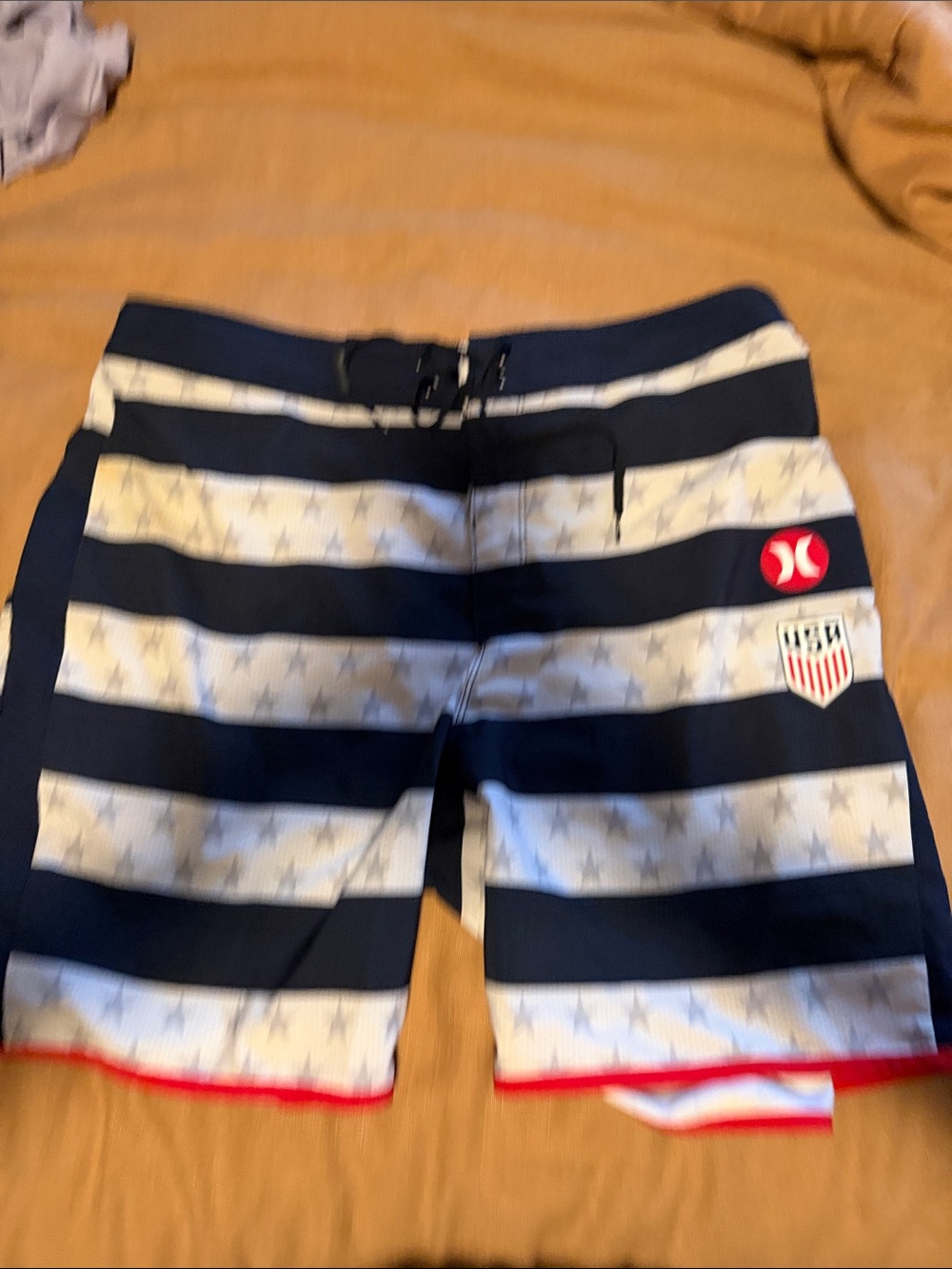 Hurley Team USA Soccer Navy, White & Red Striped Boardshorts